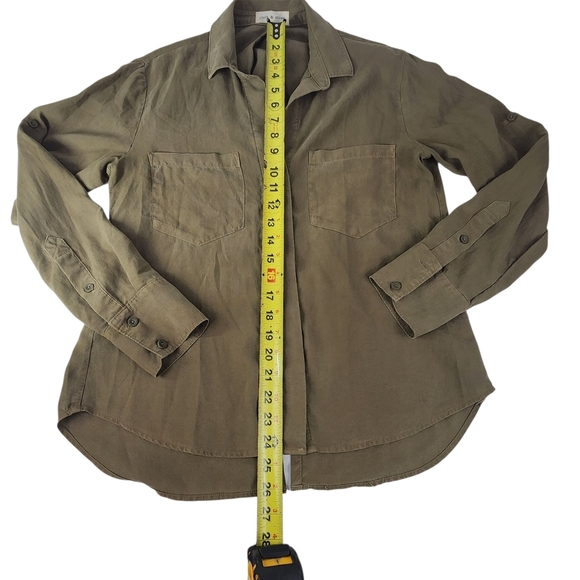 ANTHROPOLOGIE CLOTH & STONE army green button down shirt XS - Picture 15 of 15